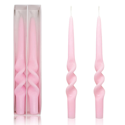 Spiral Taper Candles Smokeless Pink Twisted Candlestick Unscented Dinner Spring Candle Stick Odorless Candles for Home Decor Relaxation Wedding