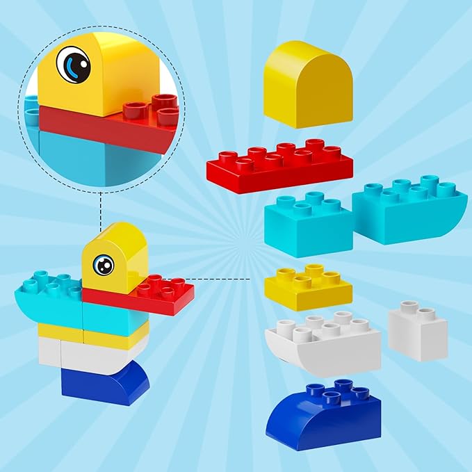 burgkidz Animal Building Toys for Toddlers 3-5 Jumbo 135Pcs Building Blocks Creative Take Apart Puzzle with Storage Bucket Compatible with Major Brands Preschool Birthday Gift for Boys Girls