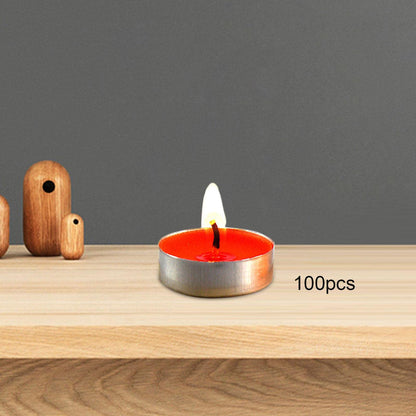 Gcljlmy 100x Smokeless Round Candles 1H Long Burning Tea Light Tibetan Buddhist Church Tealight Ghee Butter Lamp Candles for Meditation Wedding Rituals Altars (Red)