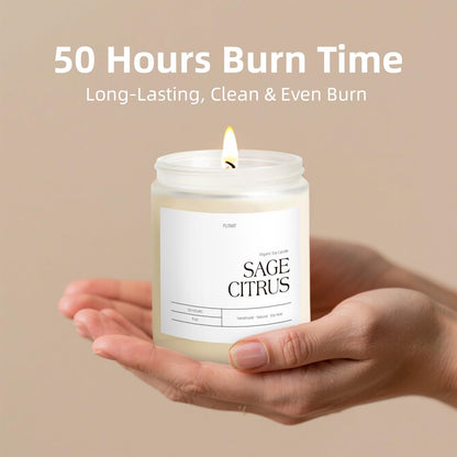 Putart Sage Citrus Candles for Home Scented, 9oz Natural Soy Aromatherapy Non Toxic Candles with Long Lasting Fragrance & Clean Burn, Luxury Jar Candle Gift for Women, Men, Home Decoration, White