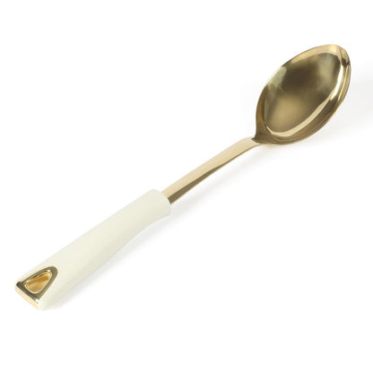 Martha Stewart Lockton 5-Piece Kitchen Tool Set – Stainless Steel & Nylon Cooking Utensils with Linen Handles and Gold Accents, Durable Heat-Resistant Kitchen Gadgets