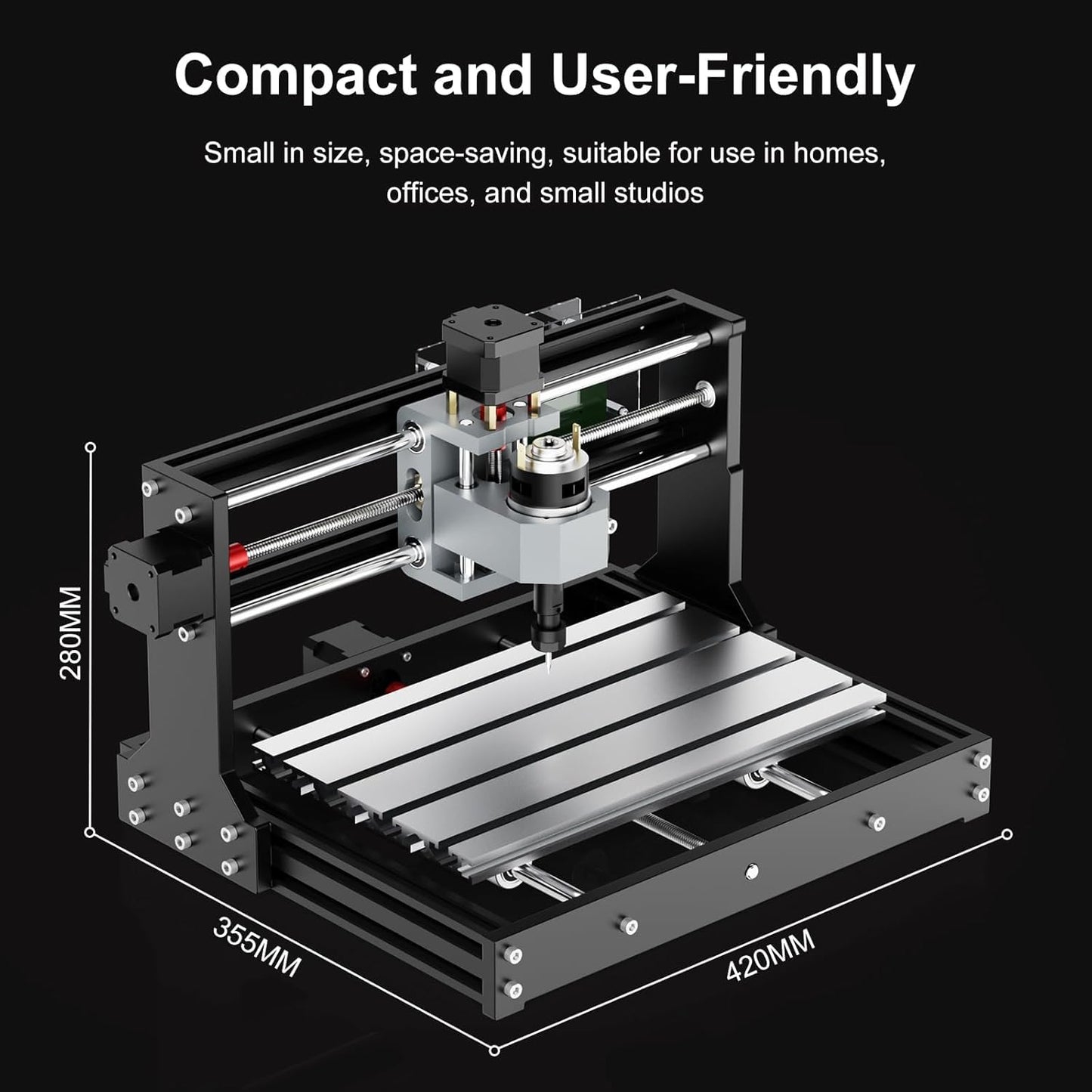 TTC3018 CNC Router Machine 3-Axis Engraving Machine Metal Engraver GRBL Control with Built-in WiFi, 775 Spindle Motor, Engraver Desktop CNC for Wood, Acrylic, Plastic, Aluminum (Black)