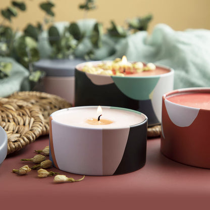 Hearth & Harbor Tin Candle Jars for Making Candles - DIY Candle Containers with Lids - Metal Candle Jars - Bulk Tins Storage for Candle - (24 Pieces) - (8 Ounces) - Artistic Floral
