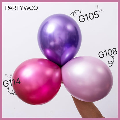 PartyWoo Metallic Pink Balloons 100pcs Different Sizes Pack of 18 12 10 5 Inch Chrome Pink Balloons for Graduation Wedding Girl Baby Shower Gender Reveal Birthday Princess Party Decorations Pink-G108