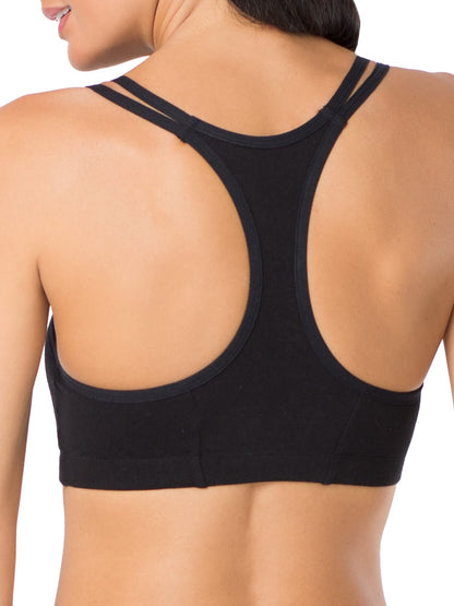 Fruit of The Loom Womens Spaghetti Strap Cotton Pull Over 3 Pack Sports Bra, Grey With Black/White/Black Hue, 44