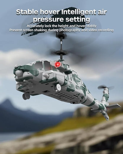 RC Helicopter with 10 Missiles 2.4GHz LM19-F Army Remote Control Helicopter Military Helicopter for Beginners and Adults LED Lights Altitude Hold One-Key Take Off Indoor Friendly