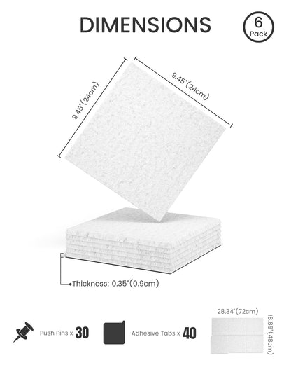 Felt Bulletin Board Tiles -28"x18" Cork Board Alternative for Office Decor, Push Pin Board Wall Organizer 6-Pack - Silvery Gray