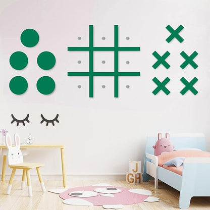 Magnetic Tic Tac Toe Wall-Mount GameGame Room DecorModern Wall Decals for Kids RoomClassroom&ampOfficesBest Gift for Family Friends (Green)