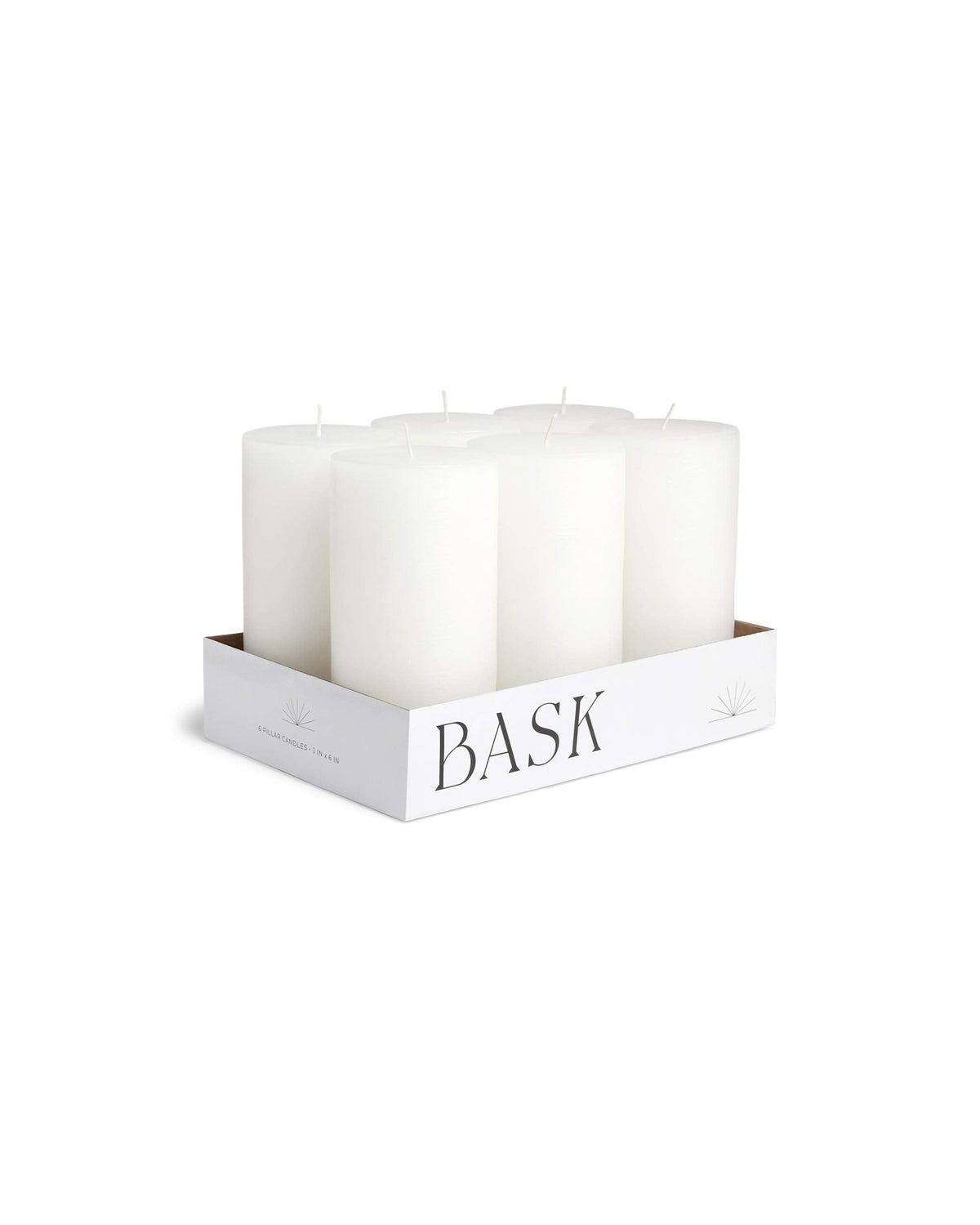 Mottled Pillar Candles by Bask - Set of 6-3" x 6" Dripless Unscented Candles in White for Home Decor, Relaxation & All Occasions