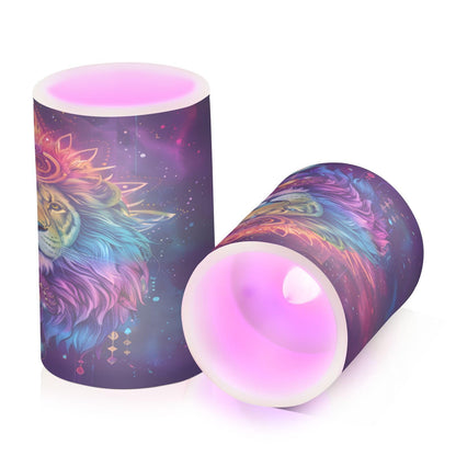BOENLE Flickering Flameless Candles, Lion Bohemian LED Candles with Remote Timer, Set of 2 Battery Operated Candle for Valentine Wedding Birthday