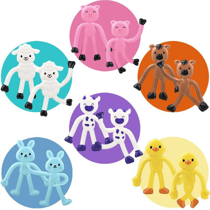 ArtCreativity Mini Bendable Farm Animal Toys, Set of 48, Barnyard Animal Toys for Kids in 6 Designs, Portable Stress Relief Toy for Kids, Barn Birthday Party Favors and Pinata Stuffers