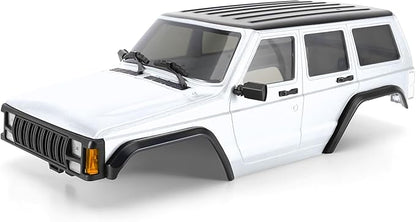INJORA 6.10in 133g Wheelbase ABS Hardtop Cherokee Body for TRX4M Bronco Defender Chassis 1/18 RC Crawler Upgrade(Pearl White)
