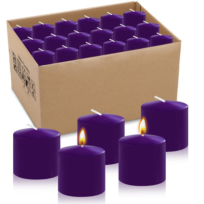 10 Hour Purple Votive Candles for Weddings Party Spa and Emergency, Set of 36 Unscented Bulk Candles for Restaurants and Home Decoration