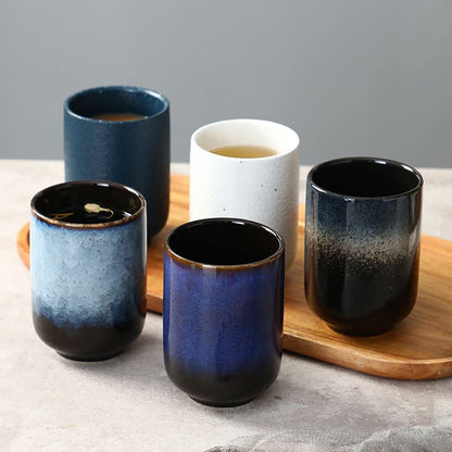 Lxuwbd Large Ceramic Tea Set, Chinese Tea Cup, Coffee Cup, Ceramic Mate Tea Cup Set 4 Piece (4 colors)