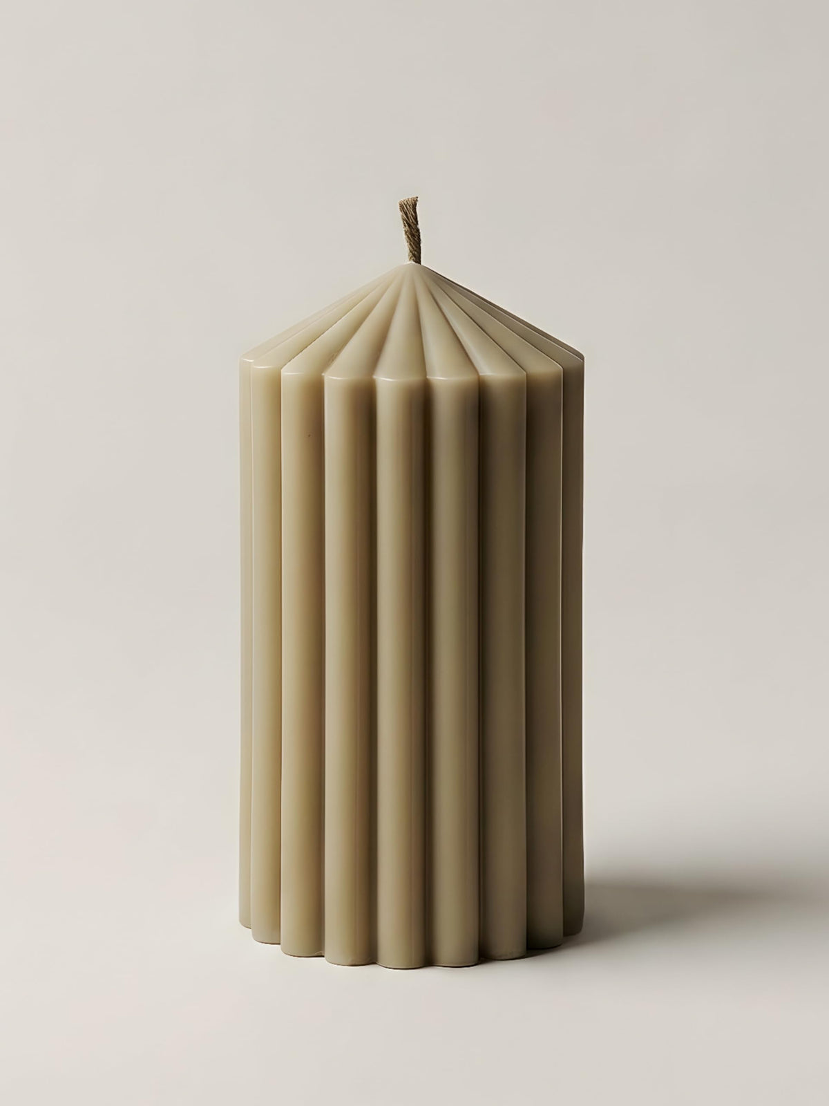 LAWA Ribbed Peak Pillar Candle - Large Beautiful Handmade Pillar Scented Soy Wax Candle Elegant Bubble Aesthetic Candle Housewarming Gift Home Room Shelf Decor Idea Olive Beige (Small)