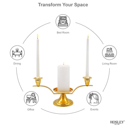 Hosley Gold Metal Unity Candle Holder Bundle with 11.5" High White Wedding Unity Candle Set, Great for Weddings Party Special Events and Emergency Lighting