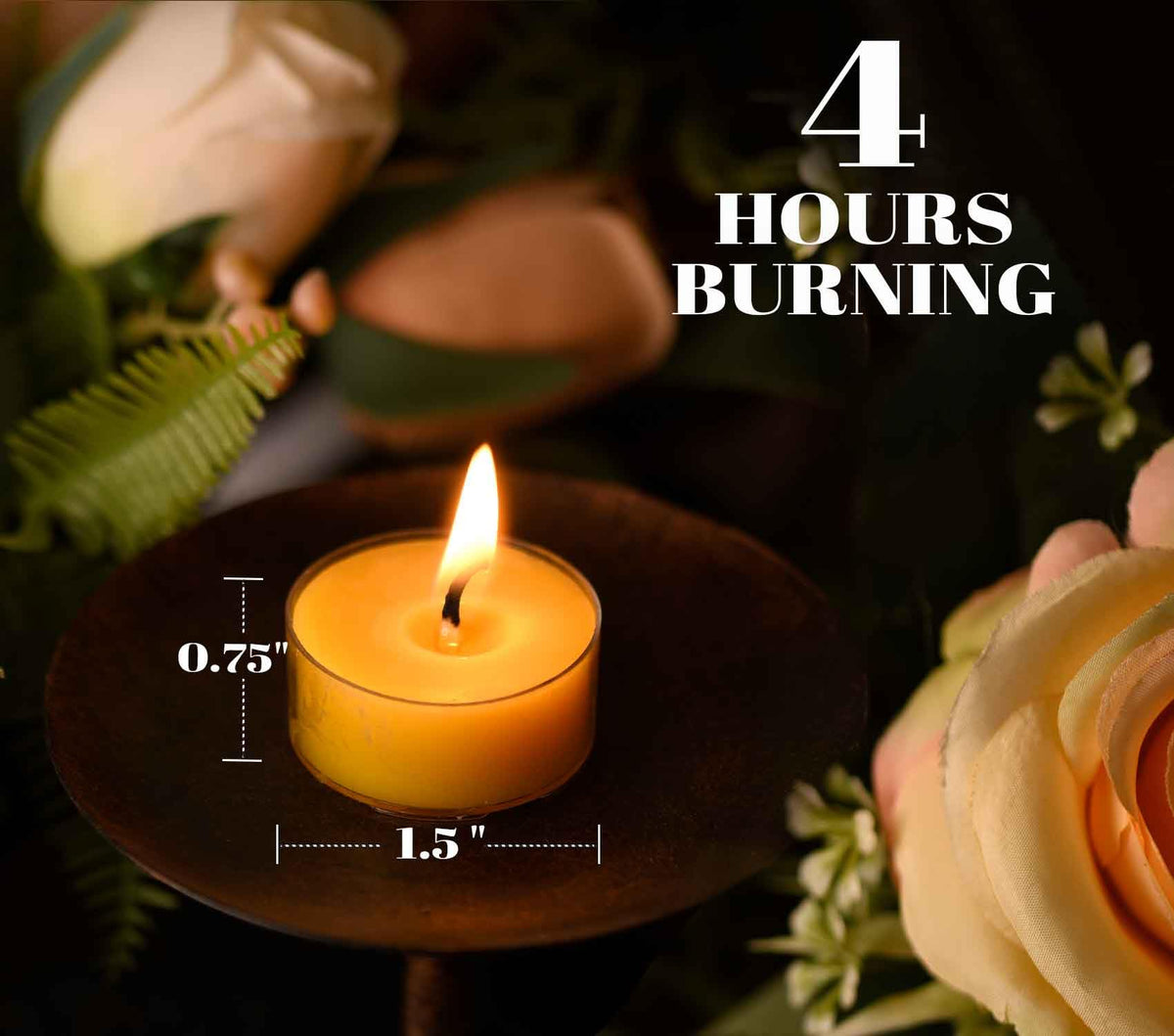 Pure Beeswax Tealight Candles | 50 Pack Natural Unscented Beeswax Candles, Long Burning 4+ Hours Clean Burning, Yellow
