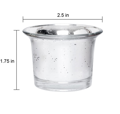Hosley Set of 6 Metallic/Antique Finish Glass Candle Tealight Holders. Ideal Gift for Wedding Bridal Party Reiki LED Votive Tea Light Gardens O4 (Antique Silver)