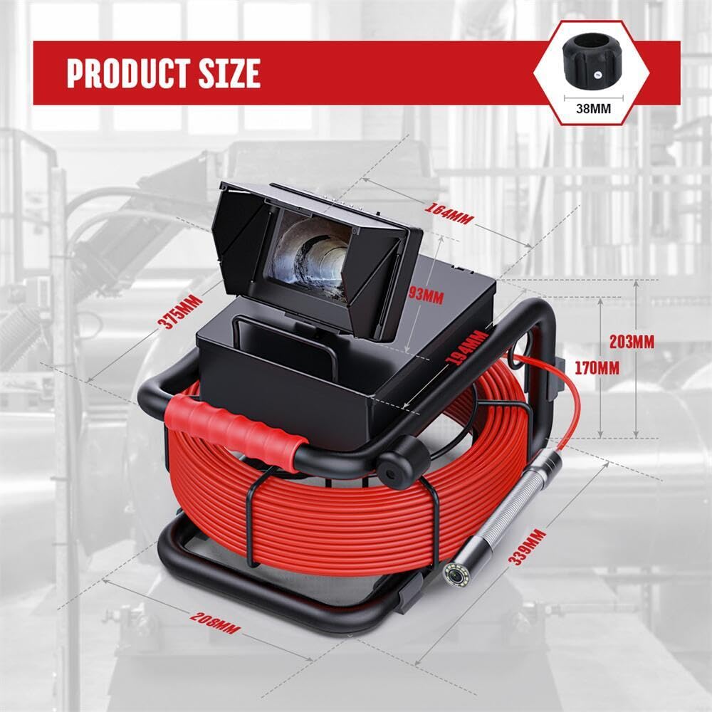 Sewer Camera 100ft/30m 4.3" Pipe Inspection Camera with 16G DVR IP68 Waterproof Borescope w/LED Lights,Industrial Drain Endoscope for Home Wall Duct Drain Pipe Plumbing (101FT/30M)