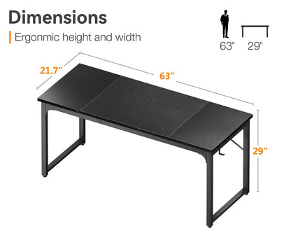 Coleshome 55 Inch Computer Desk, Modern Simple Style Desk for Home Office, Study Student Writing Desk, Black