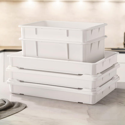 SHUNYILONG Pizza Dough Proofing Box 5-Piece Set - Stackable Dough Boxes with Lids (17.84" D x 12.8" W x 7.8" H) & Bakery Storage Containers for Bread, Sourdough - Commercial Food Prep
