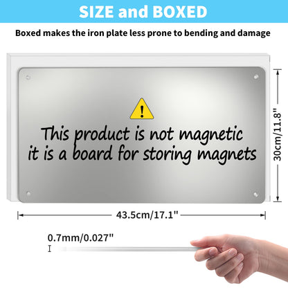 17.7" x 11.8" 2 Pack Stainless Steel Magnetic Board - Magnet Bulletin Board to Display Magnetic Letters Numbers Animal, Poetry, Spice Jars, Notes, Photos, Suitable for Wall, Refrigerator, Cubicle