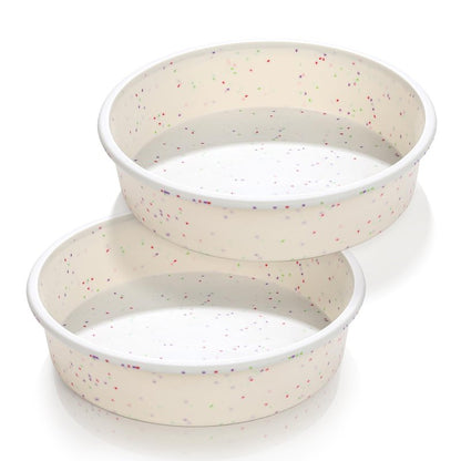 Vinino 8 Inch Silicone Round Cake Pan with Metal Reinforced Frame Set of 2, Nonstick Silicone Springform Pan for Baking Suitable for Making Layers, Cheese & Chocolate Cakes