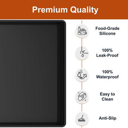 ukeetap Extra Thick Silicone Mat Waterproof with Raised Edge 34" x 22", Under Sink Mat for Kitchen & Bathroom, Kitchen Cabinet Liner, Multi-Purpose for Storage & Protection, Black
