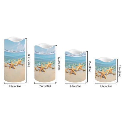 Cozeyat Starfish LED Pillar Candles 4 Pack Color Changing Battery Operated Flameless with Remote Control Timer for Wedding Birthday Home Garden