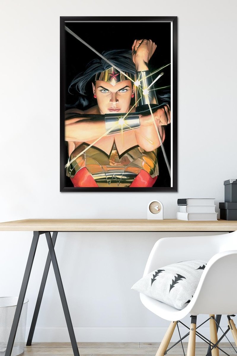 Trends International DC Comics - Wonder Woman - Alex Ross Portrait Wall Poster, 22.375" x 34", Black Framed Version