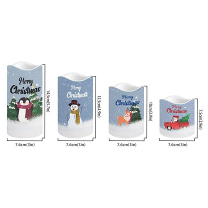 Cozeyat Santa Claus Pattern Electric Candles in Warm Yellow,4 Packs Flickering Real Pillar Votive Tealight,Plastic Flameless Candles Battery Operated for Home Party Cocktail