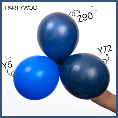 PartyWoo Navy Blue Balloons 140pcs Different Sizes of 18 12 10 5 Inch Dark Blue Balloon Arch Kit Garland for Graduation Wedding Sports Theme Boy Baby Shower Men Birthday Party Decorations Blue-Y72