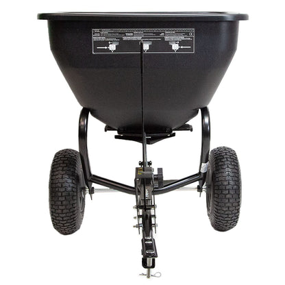 Brinly BS36BH-A Tow Behind Broadcast Spreader with Universal Hitch, 175 lb.+ -Flat Black
