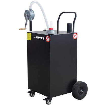 Garvee 45 Gallon Portable Fuel Caddy with Manual Transfer Pump, Heavy Duty Fuel Storage Tank on 4 Wheels, Gasoline Diesel Fuel Container for Trucks, Boats, ATVs, Lawn Mowers, Black