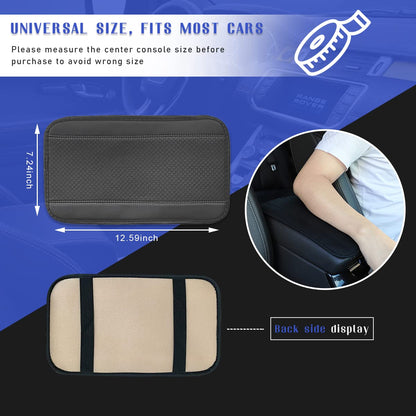 Ziciner Leather Car Center Console Armrest Pad, PU Waterproof Auto Seat Box Cover Protector, Hand Rest Cushion Protection Pad, Vehicles Interior Accessories Universal for Truck,SUV (Gray A)