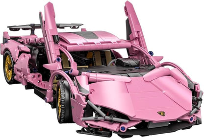 Race Car Building Block Set – 1:14 Pink Sport Speed Technical Supercar Model Kit 1314 PCS Collectible Challenging Vehicles Toys Birthday Gifts for Adults Boys Teens Age 8-12 8-14 14+