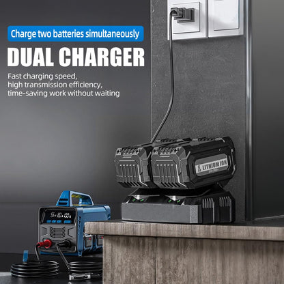 Cordless Welder Battery Powered Welding Machine With 2 Batteries, Portable MMA DC Welder Machine With LED Display Inverter Stick Welder(Blue)