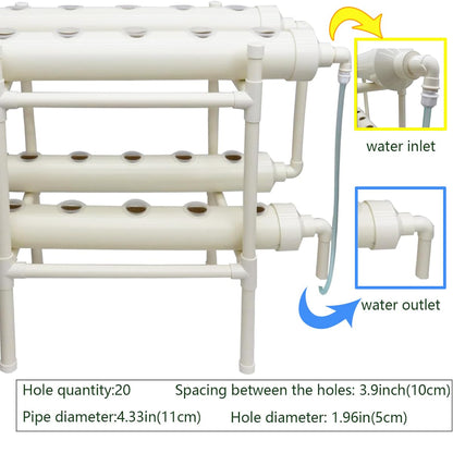 INTBUYING Hydroponic Growing System 20 Holes 4 Pipes 2 Layer Plant Site Grow Kit Hydroponic Gardending System with 110V Pump Extra-Lage Planting Basket for Strawberry