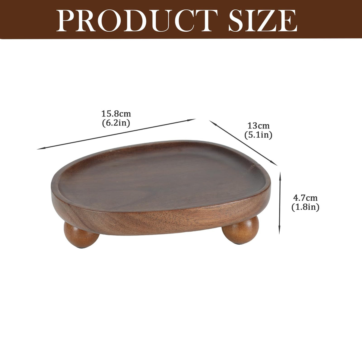 Gdfjiy Candle Tray, Wooden Candle Holder with Ball Feet, Decorative Candle Plate Candlestick Holder, Rustic Soap Dish Jewelry Tray for Bathroom, Vanity, Coffee Table, Party, Wedding and Home Decor