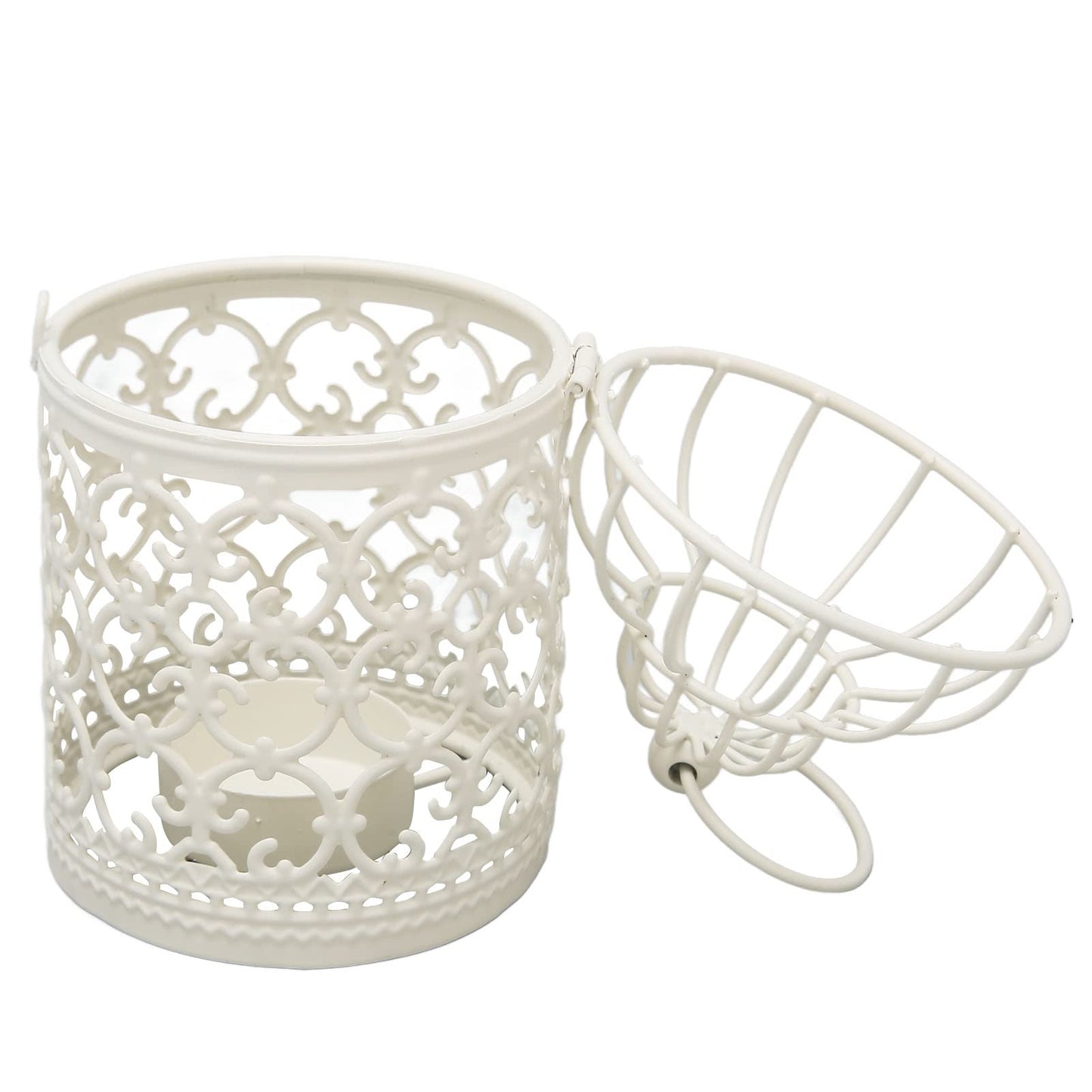 Tea Light Lantern Hollow Pattern Decorative Metal Bird Cage Candle Holder for Dining Table Wedding Party