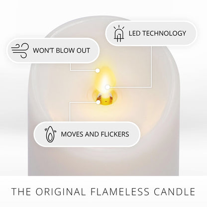 Luminara - Flameless LED Battery Operated Flickering Pillar Candles - White - Pack of 1-3x6.5 - Realistic Moving Flame Real Wax Indoor/Outdoor Decor
