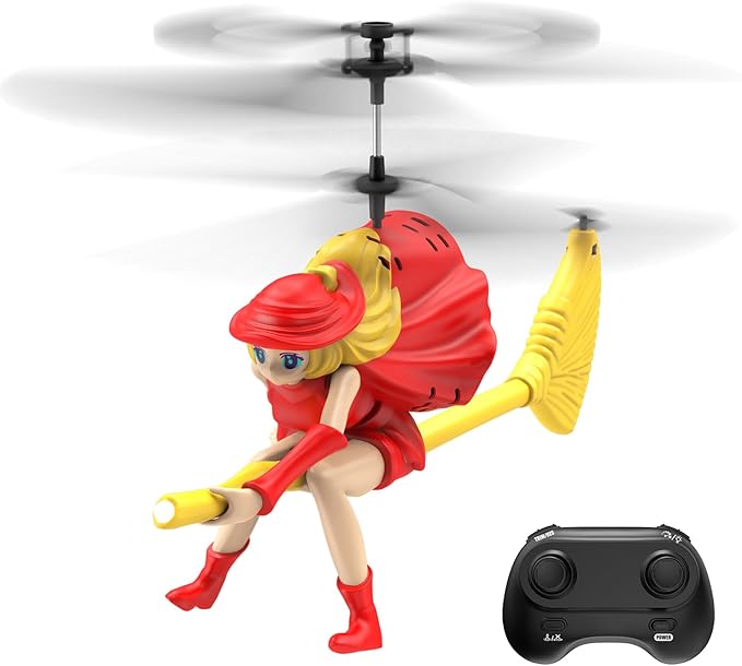 LM16-A RC Helicopter Flying Witch Drone Toys for Girls with LED Lights Indoor/Outdoor Remote Control Helicopter Christmas Birthday Gifts for Kids Boys Girls Age 6-8 9 10 11 12+(Red)