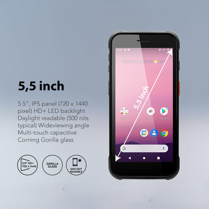 Point Mobile PM75 Rugged Android Barcode Scanner - 5.5" HD+ Display, Qualcomm 2.0 GHz Octa-Core, 4GB/64GB, 1D/2D Honeywell Scanner, IP65, 5800mAh Battery, NFC, Wi-Fi, Bluetooth, Android 11 PDA