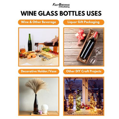 FastRack - 750ml Clear Bordeaux Wine Bottles (Pack of 48) | W5 Clear/Flint Flat-Bottomed Cork Top Liquor Bottles | 750 ml Glass Bottle for Wine Making | 4 Cases of 12 - NO CORKS INCLUDED