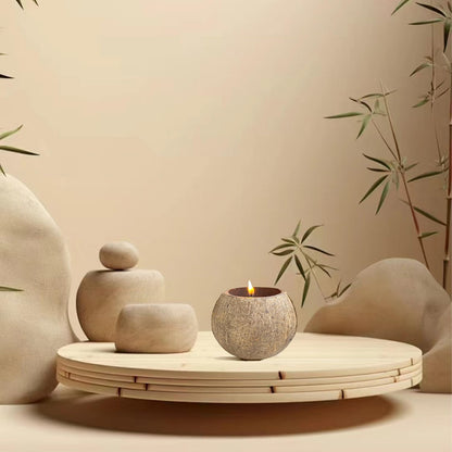 Phinicco 4 Pack Coconut Shell Candle Bowls - Wooden Candle Holders for DIY Candles & Home Decor