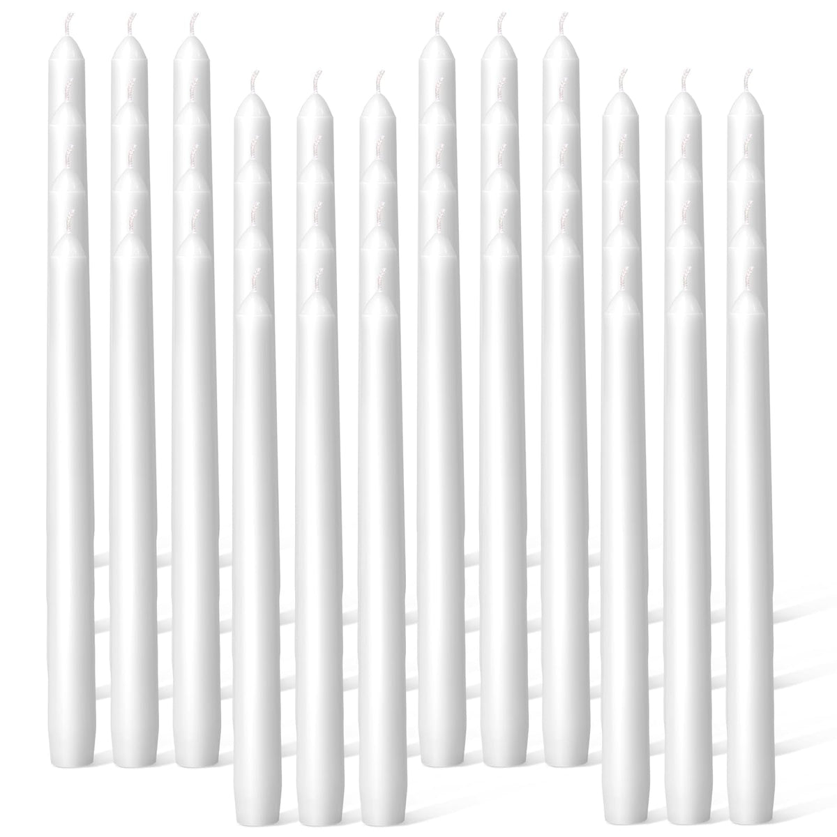 Everymoment White Taper Candles - 48 Pack 10 Inch Candlesticks - Dripless & Smokeless for 8 Hours - Unscented Paraffin Wax - Perfect for Wedding Christmas Halloween Holiday Dinner Table & Home Decor