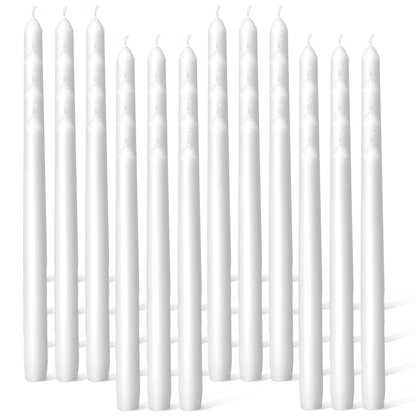 Everymoment White Taper Candles - 48 Pack 10 Inch Candlesticks - Dripless & Smokeless for 8 Hours - Unscented Paraffin Wax - Perfect for Wedding Christmas Halloween Holiday Dinner Table & Home Decor