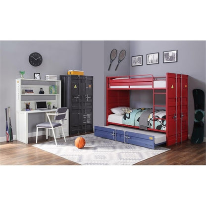 Acme Cargo Metal Desk and Hutch with Shelf in White
