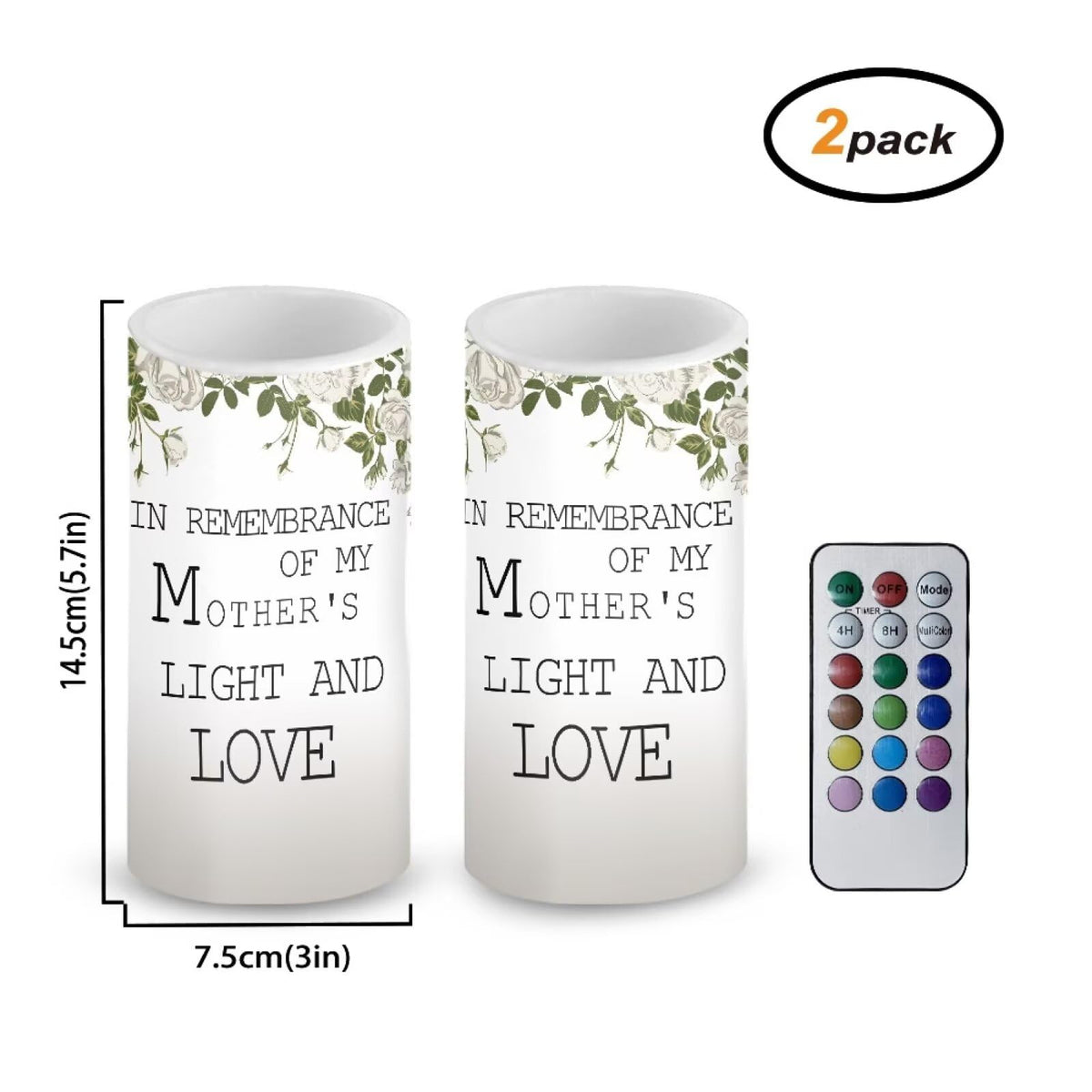 Luarisgur Mother Love Flameless Candles Mothers Day Candles Battery Operated Candles with Remote Control Color Changing LED Pillar Candles for Dining Room Bedroom Home
