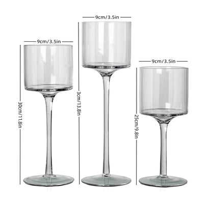 Glass Candleholders Tea Light Candle Holders Clear Wedding Weddings Hurricane Tall Elegant Ideal for Dining Party Home Decor Parties Table Settings Gifts Different Sizes (1 Set Large Clear)